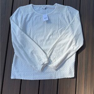 NwT J. Crew XL Women's White Textured Top